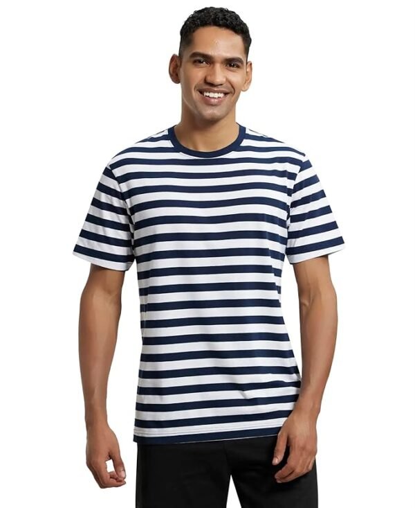Jockey 2715 Men's Super Combed Cotton Rich Striped Regular Fit Round Neck Half Sleeve T-Shirt